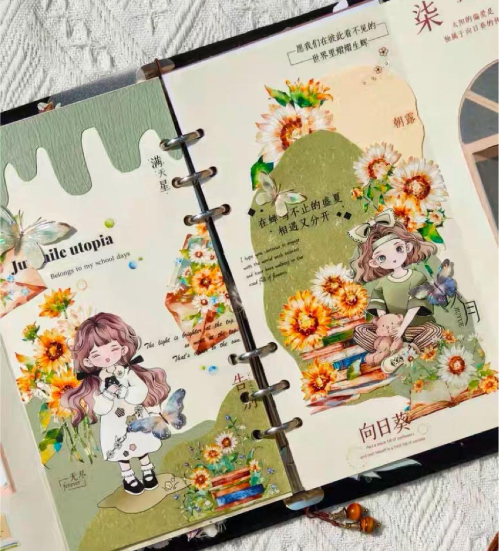 【8748】海外　マステ　5m巻売り　PETカッティング　お花系　向日葵