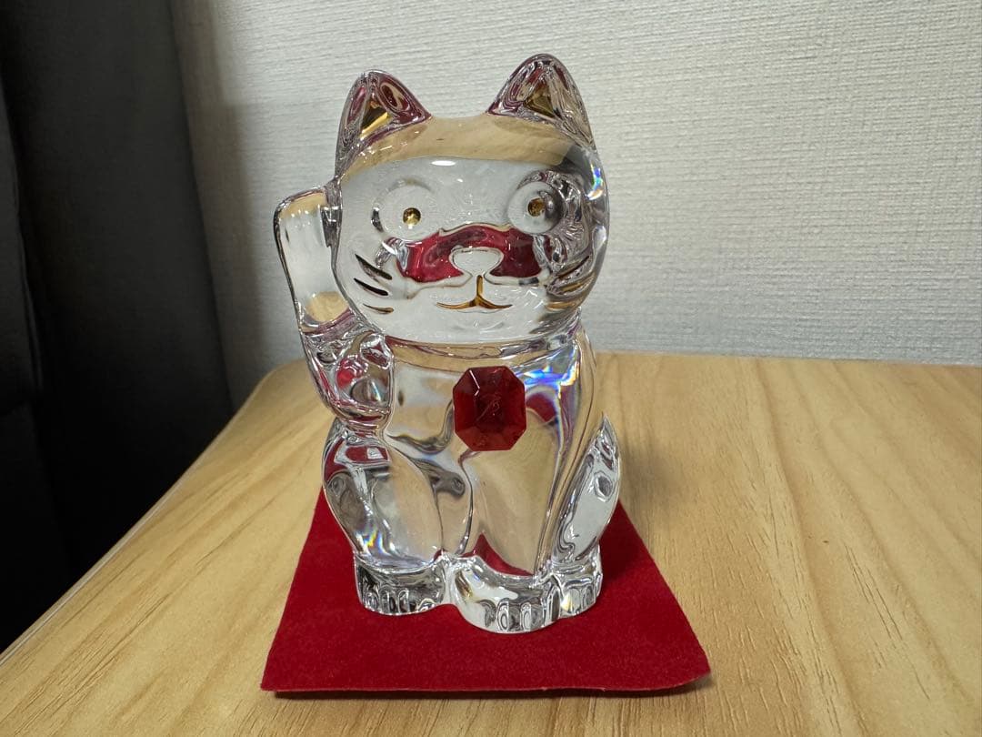 美品！バカラ 招き猫 まねき猫 レッドオクトゴン 箱付き