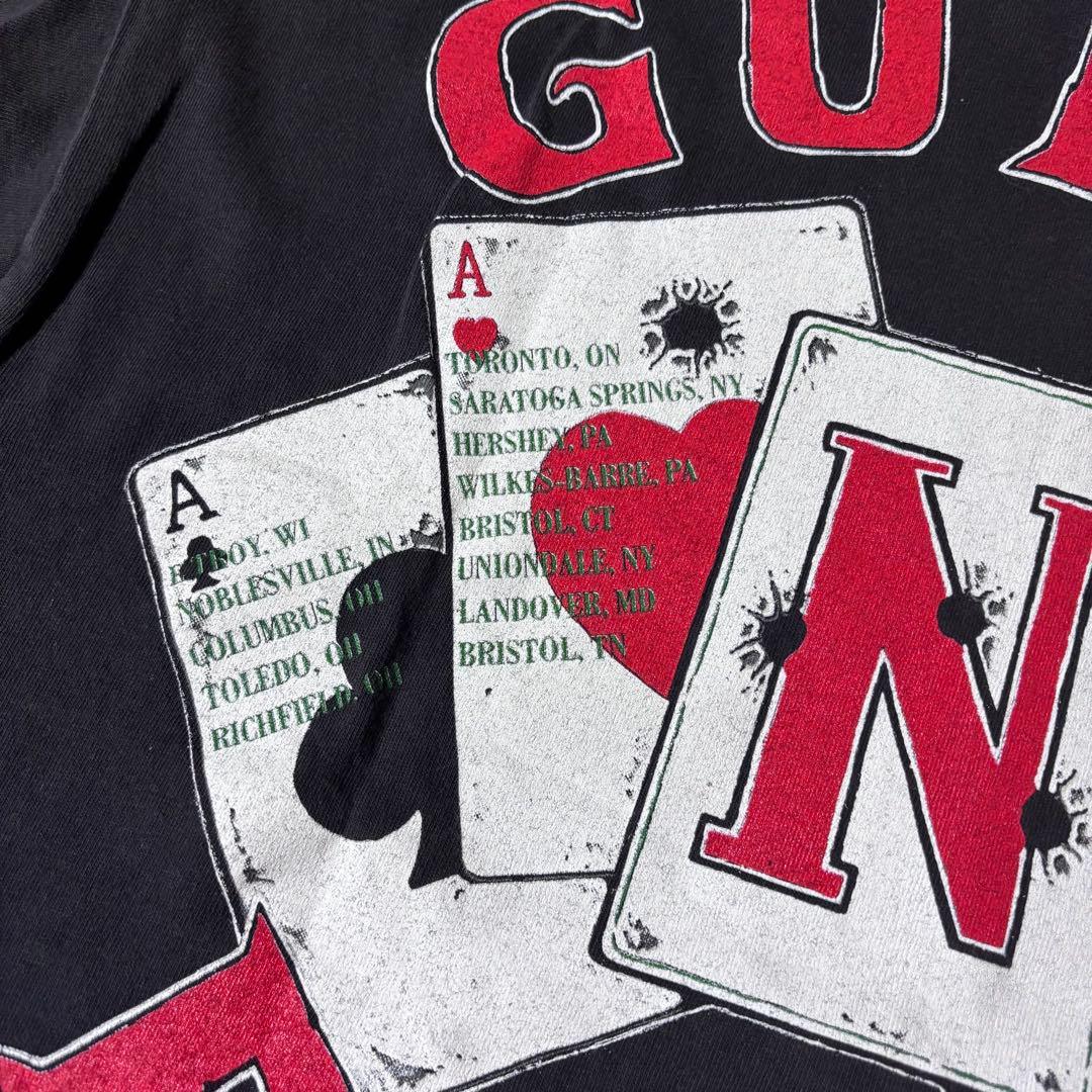 本物 90’s Guns N' Roses 拳銃×トランプ×薔薇 Tシャツ