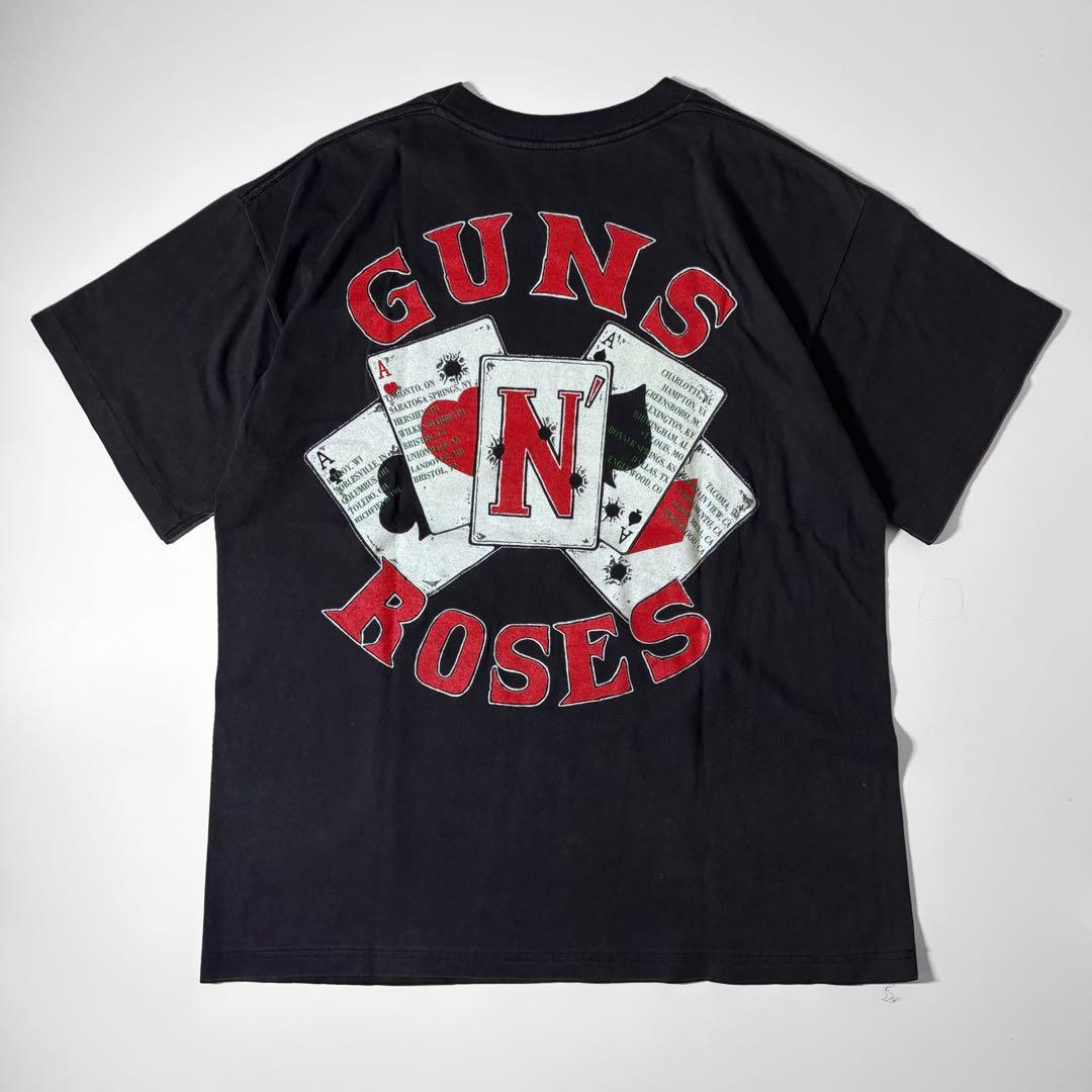 本物 90’s Guns N' Roses 拳銃×トランプ×薔薇 Tシャツ