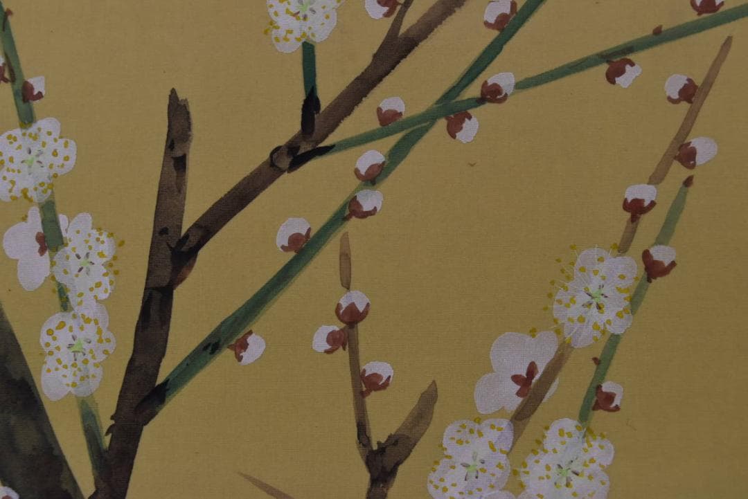 【真作】川村憲邦/白梅小禽図/掛軸/名家伝来/AA-33