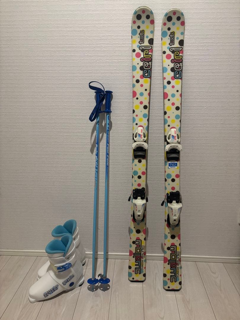 swallow スキー板 ストック ブーツ 3点セット キッズ ジュニア