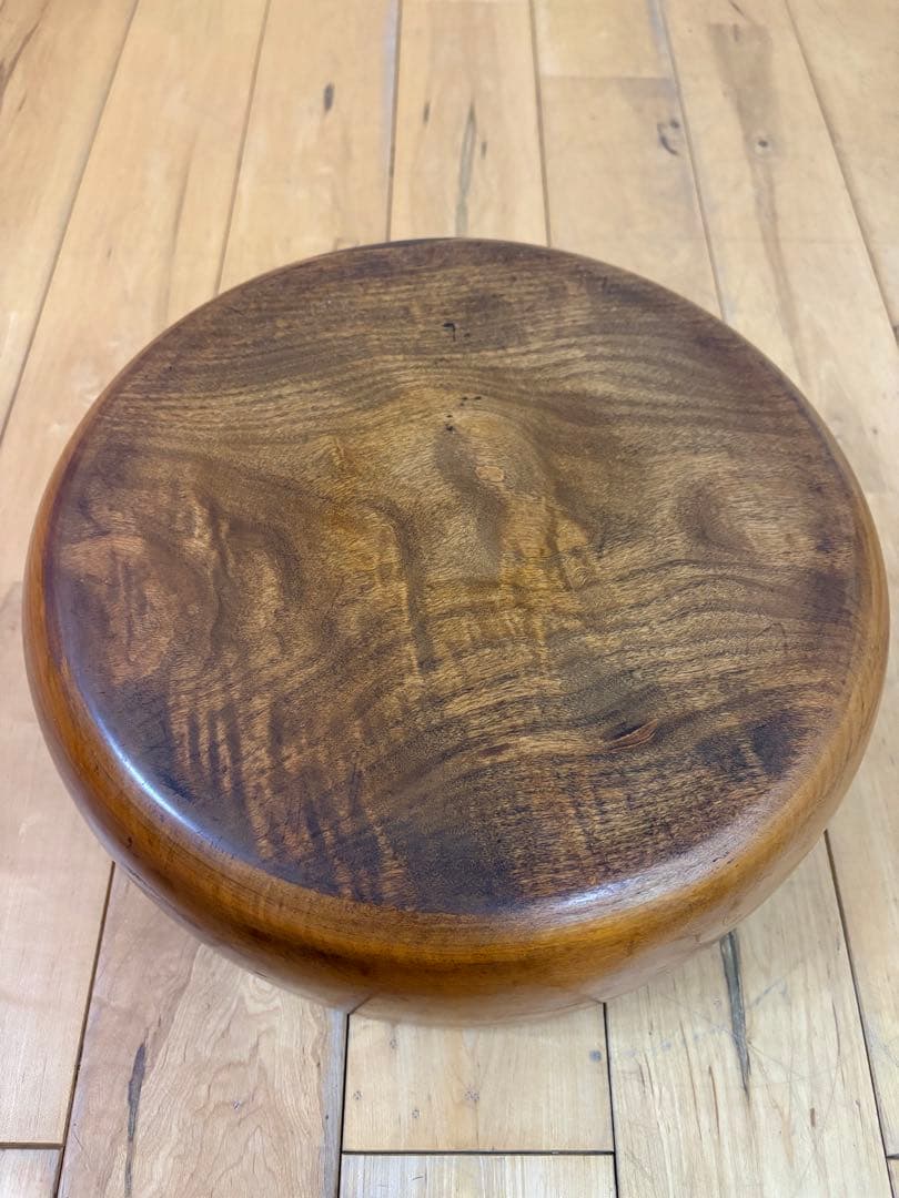 ☆アンティーク☆古道具　丸盆　茶びつ　茶櫃　くり抜き　伝統工芸　虎目　トラ目