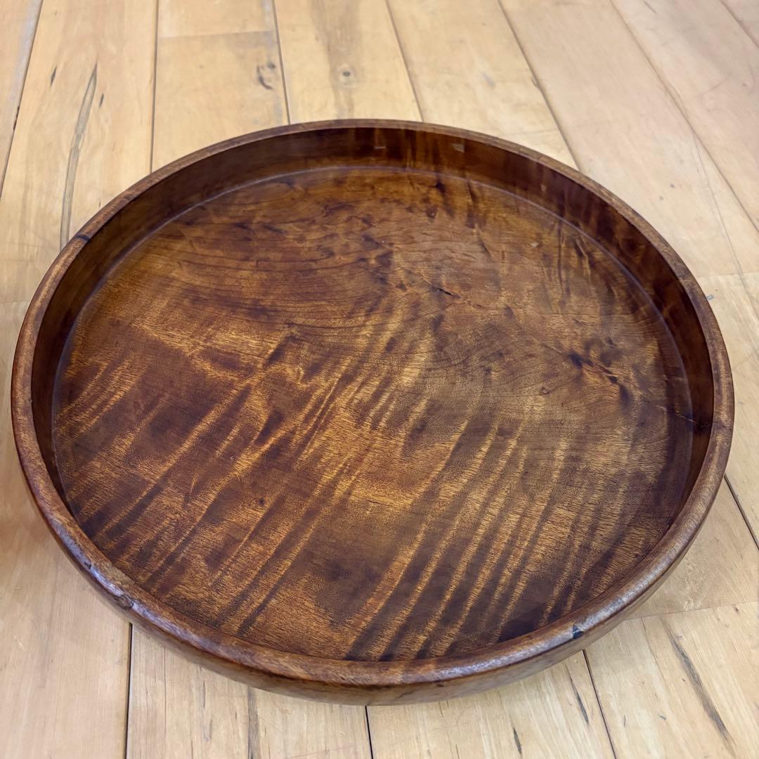 ☆アンティーク☆古道具　丸盆　茶びつ　茶櫃　くり抜き　伝統工芸　虎目　トラ目