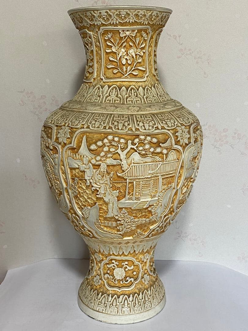 ♦ 中国美術伝統工芸品 楼閣山水 瓶 置物飾り美術品 ディスプレイ 骨董品