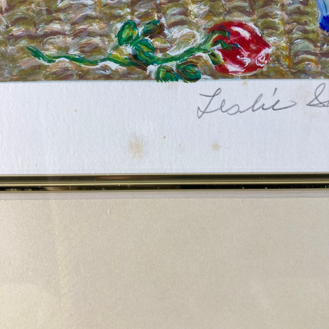 【真作保証】レスリー・セイヤー「花」シルクスクリーン 直筆サイン 版画