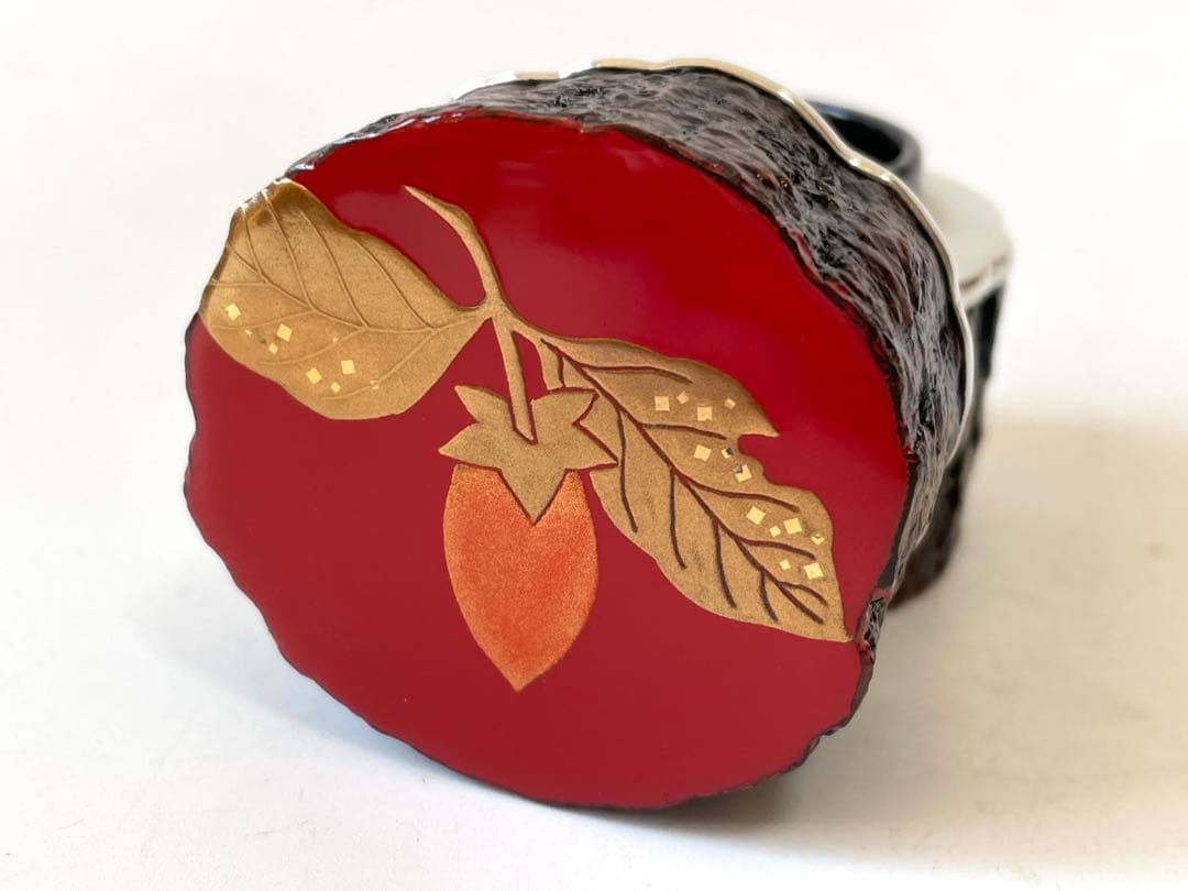 塗師　中村宗悦　玄々斎好写　筆柿香合　共箱　柿香合　茶道具