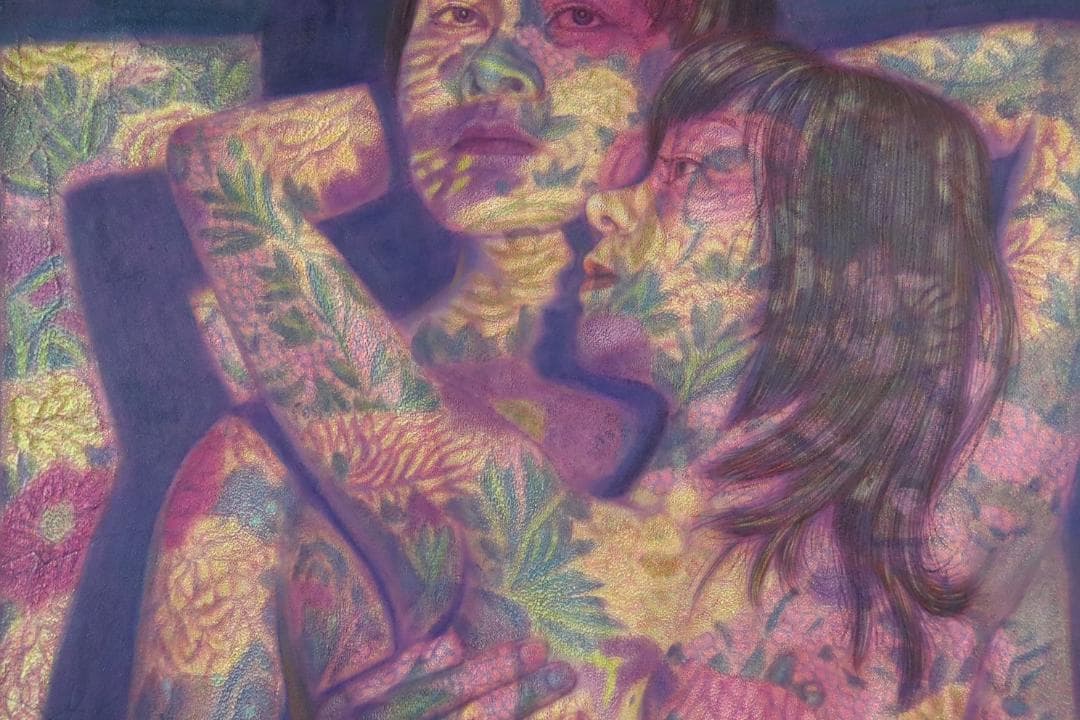 真作保証 稲垣孝二 「合体」 油彩30号 日動画廊取扱大作作品 タトウ箱付