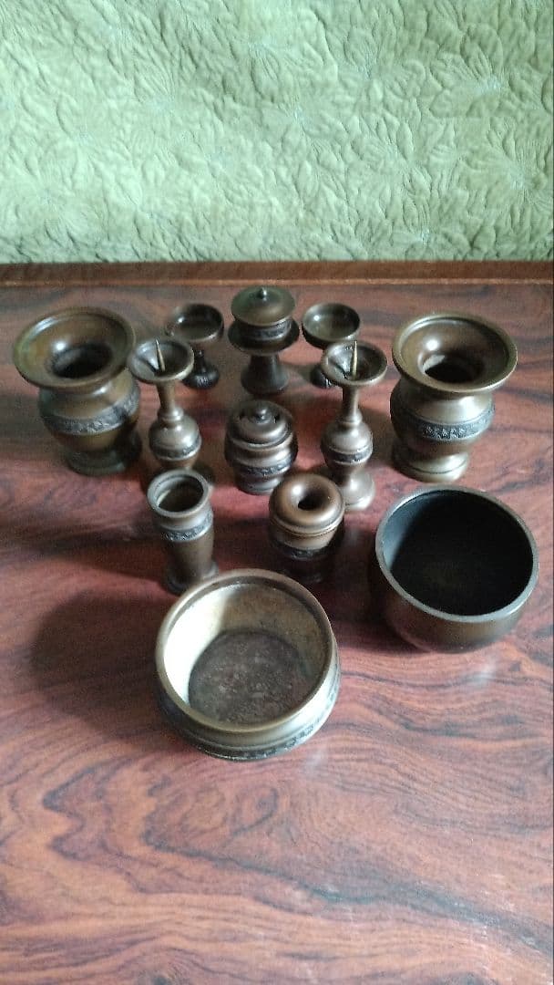 ブロンズ製骨董仏具12点セット