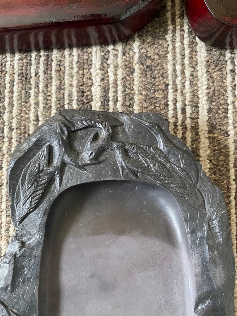 中国古玩　冠羅蕉硯 中国製 書道具 硯 端渓硯 中国美術 木箱