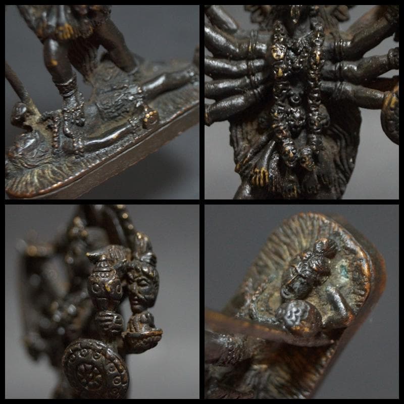 チベット 銅製金工細工『戦いの女神カーリー』 懐中仏 お守り仏 根付緒締玉提げ物