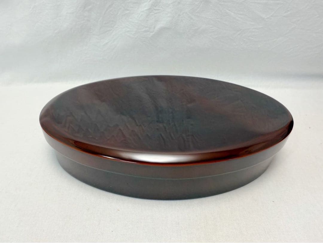 未使用 懐石道具 木製溜塗 小判型 幕の内 弁当箱5客組 内朱 紙箱