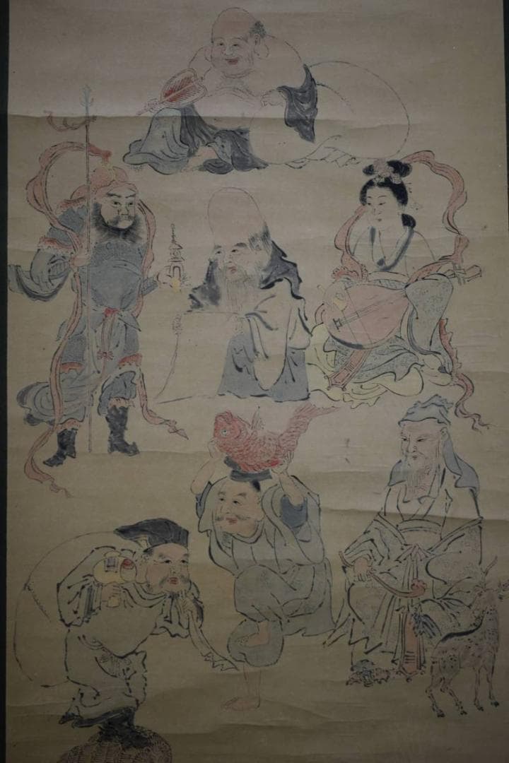 模写/柴田是眞/七福神図/布袋屋掛軸HE-600