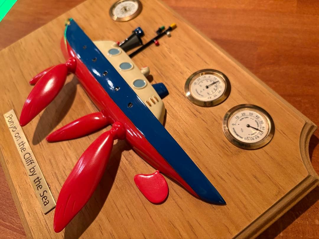 崖の上のポニョ ウバザメ号 壁掛け レリーフ クロック 時計 温湿度計