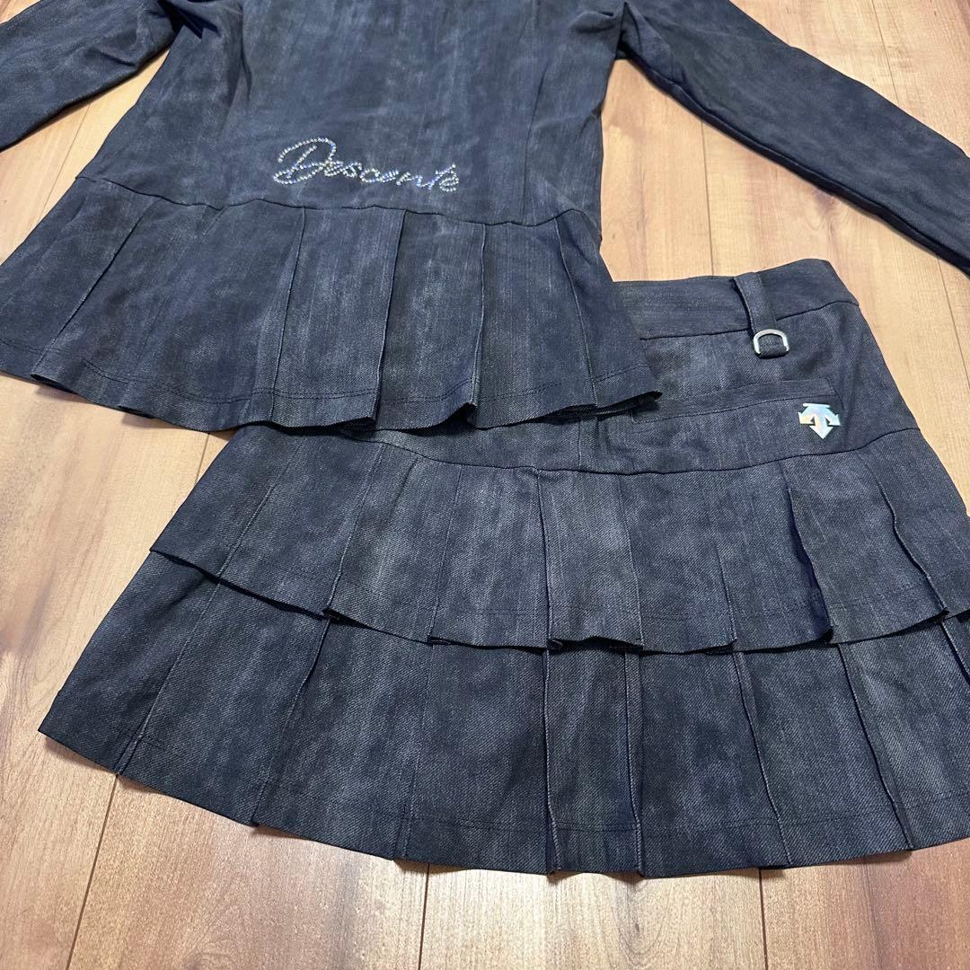 デサントリュクス　プリーツ　ジャケット　スカート　セットアップ　スワロフスキー