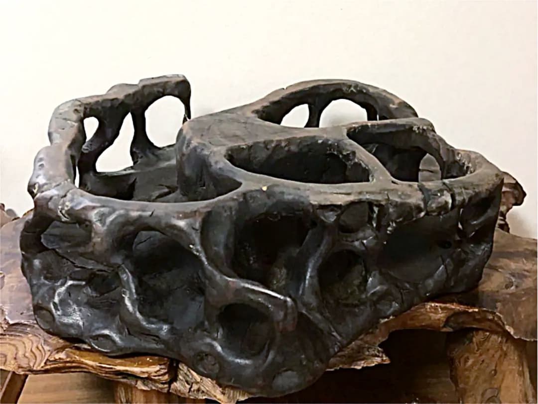 花台 香台 盆栽台 根卓彫り 天然無垢 一刀彫り 44㎝