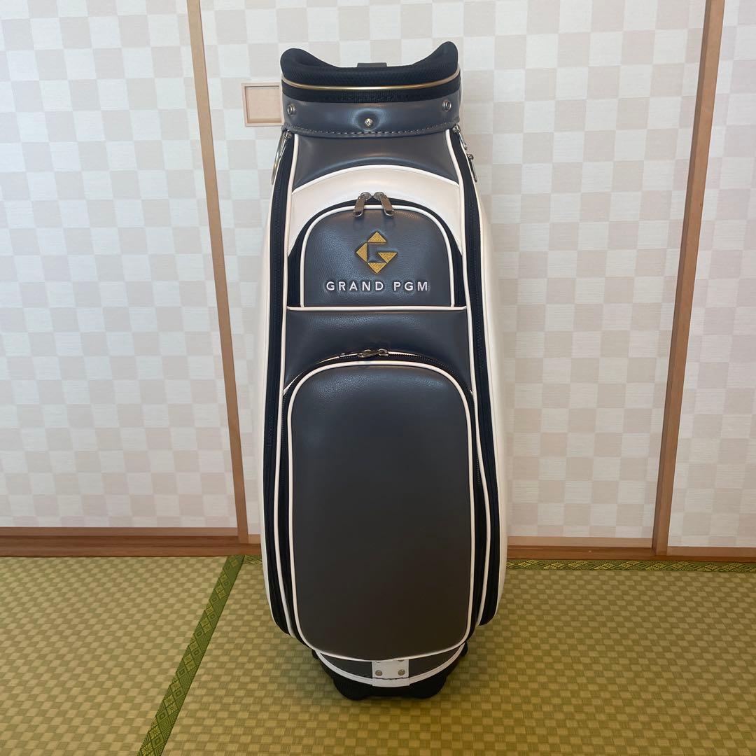 GRAND PGM キャディバッグ ホワイト/グレー : フード付き