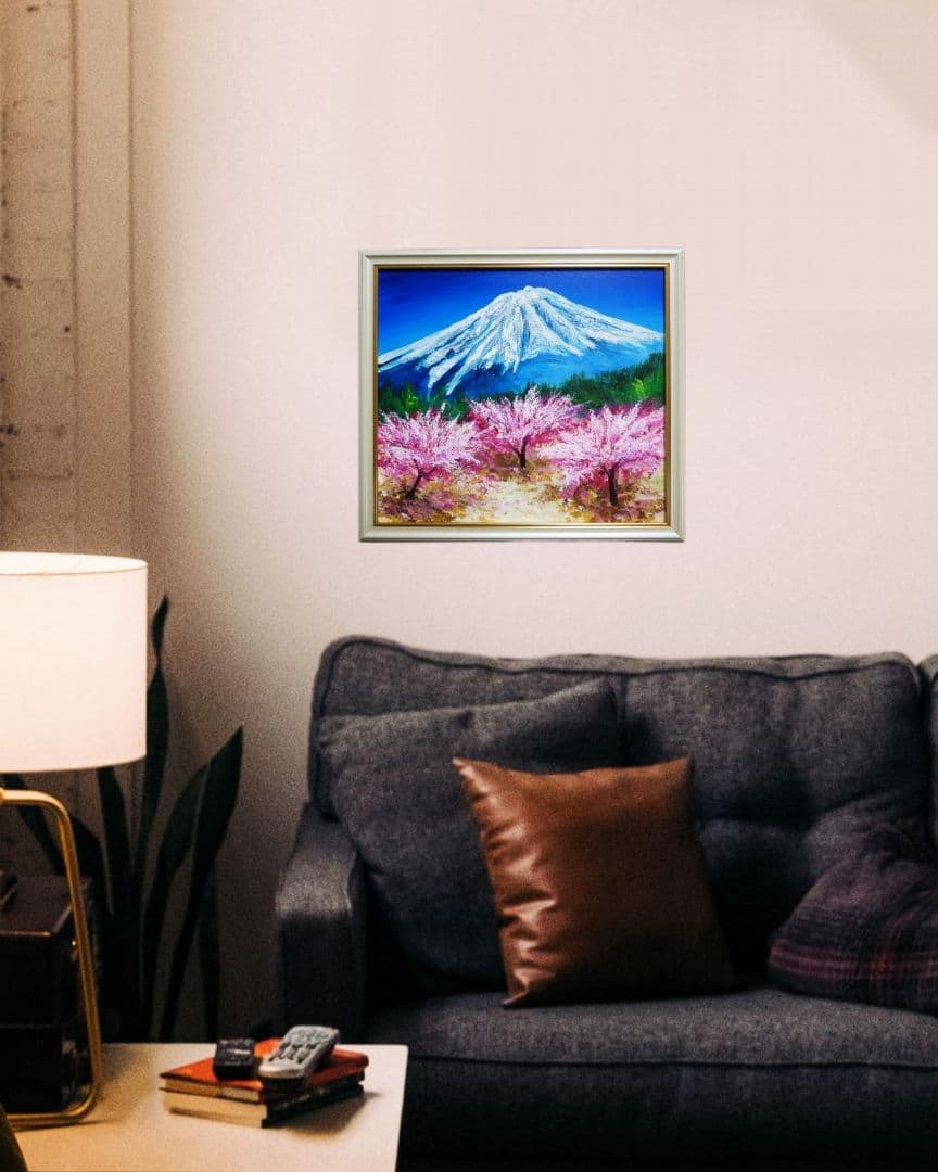油絵 油彩 油彩画 絵 絵画 【春の富士山】 】