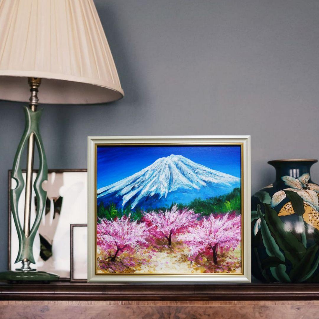 油絵 油彩 油彩画 絵 絵画 【春の富士山】 】