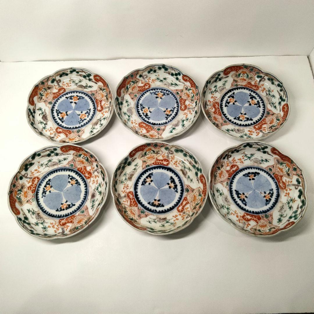 Y323 古伊万里 赤絵 なます皿 10客セット 直径15㎝　II