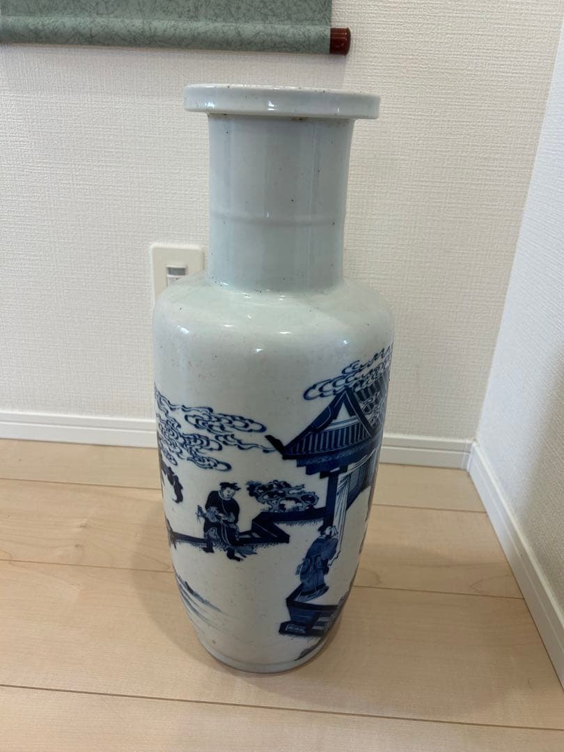 清早期　青花染付人物図大花瓶　中国美術唐物