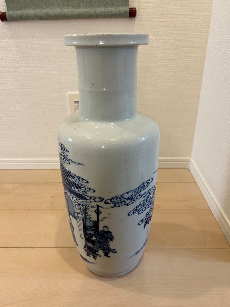 清早期　青花染付人物図大花瓶　中国美術唐物