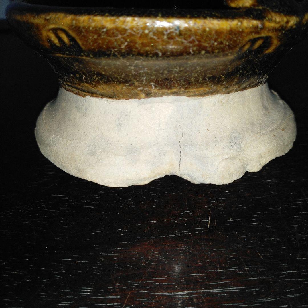 NO596 さつま飴釉灯器　江戸　灯火器　灯火具　時代物