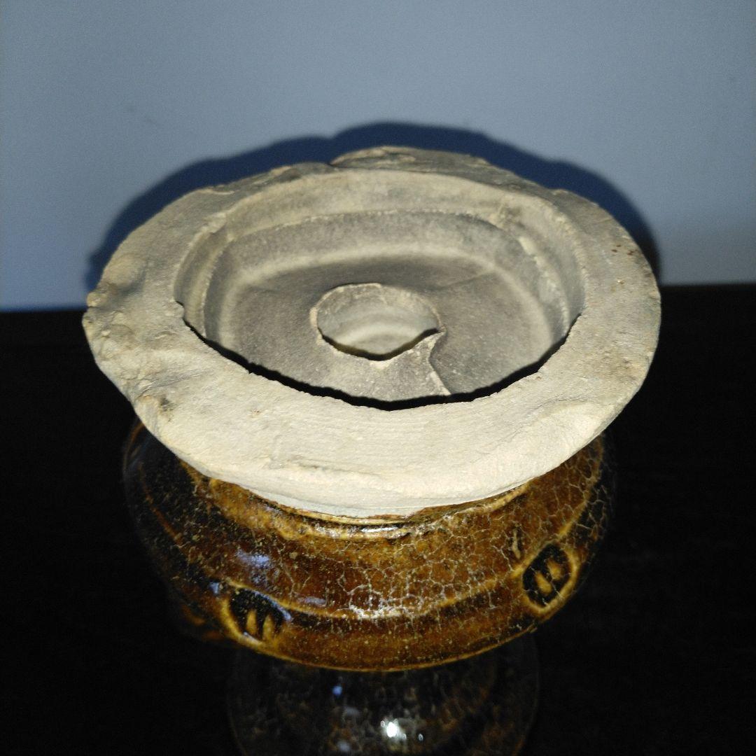 NO596 さつま飴釉灯器　江戸　灯火器　灯火具　時代物