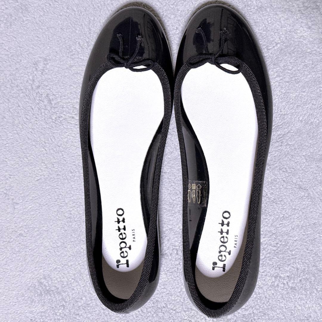 【未使用】repetto サンドリオンバレリーナ フラットシューズ リボン 黒