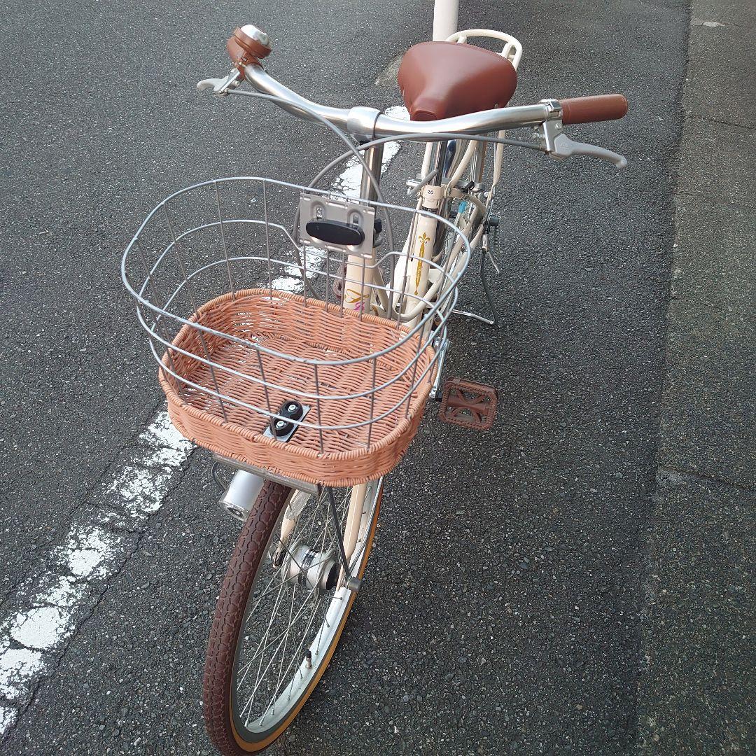 【直接引取限定•大田区】子供用自転車 クリーム色 前カゴ付き(あさひサイクル)