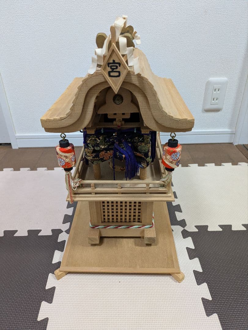 木製 ミニチュアだんじり 台座付き