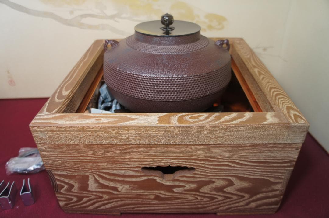 専用☆美品 桑色置炉 在銘 独楽釜 置炉用600W 炭型 電熱器 送料込み