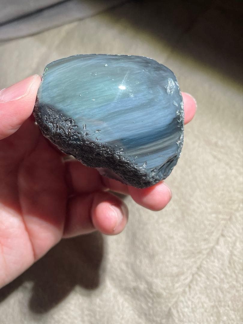 研磨品　十勝石玲瓏　複合色特級品　レインボーオブシディアン