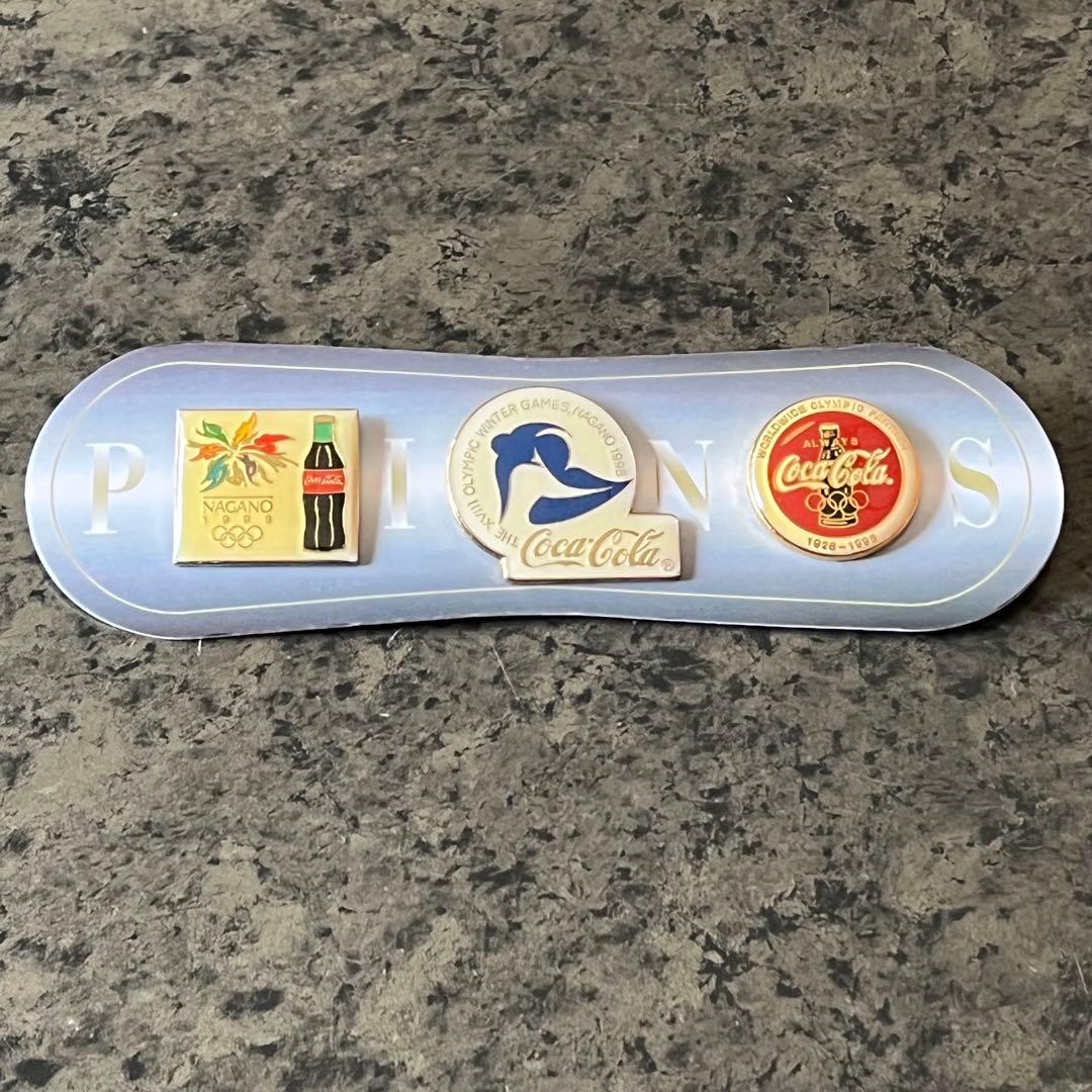 【激レア】コカ・コーラ 長野オリンピック ノベルティピンバッジ 3個セット