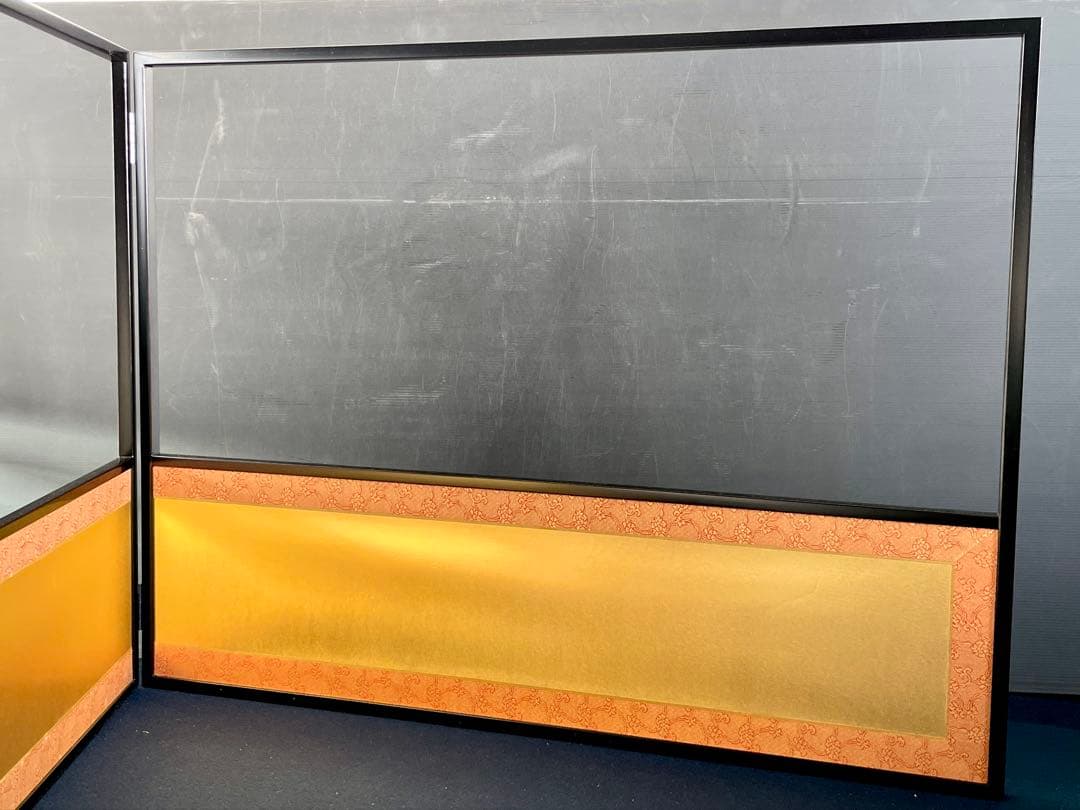 割引❣️「母」 千秋庵 二重弦唐草 本金 風炉先屏風 2尺4寸 共箱 （1119⑥