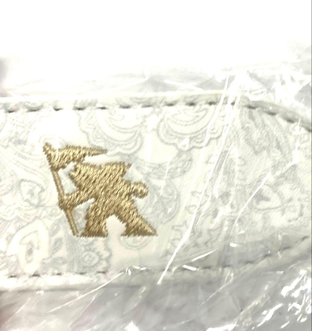 5xN9レ未使用 ガッチャゴルフ ペイズリーホールレスバックルベルト 白