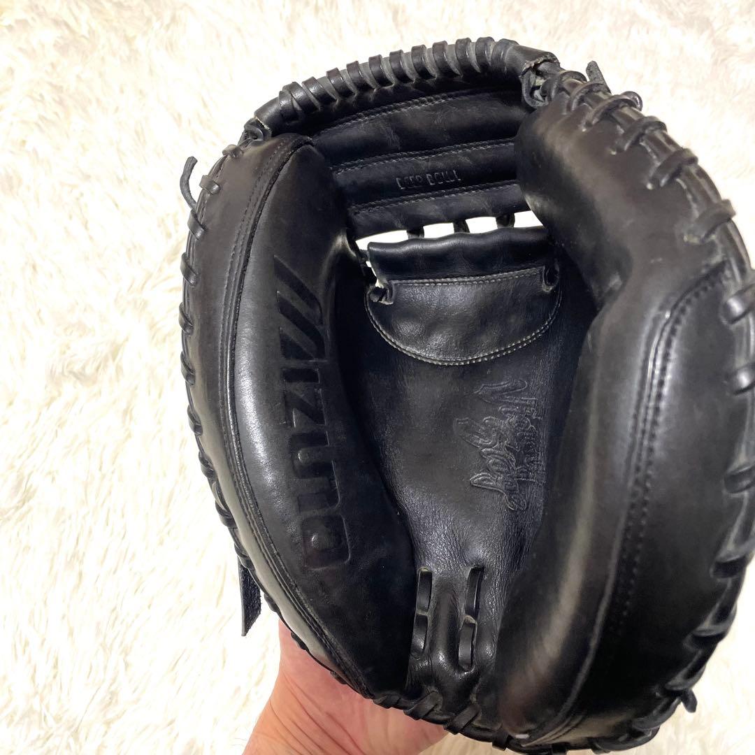 【美品】 ミズノ ビクトリーステージ 硬式 キャッチャーミット 黒 捕手用 厚革