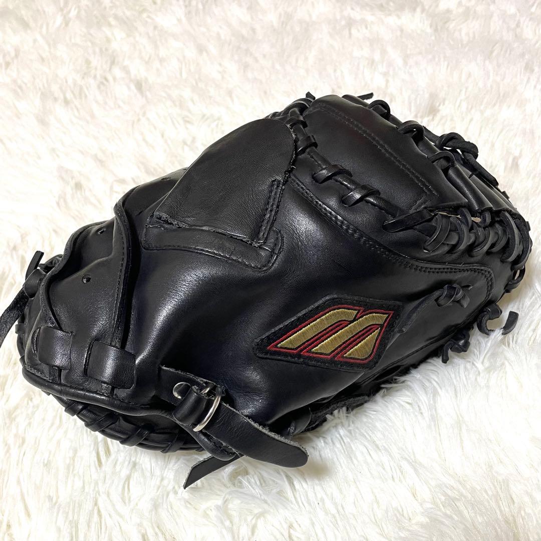 【美品】 ミズノ ビクトリーステージ 硬式 キャッチャーミット 黒 捕手用 厚革