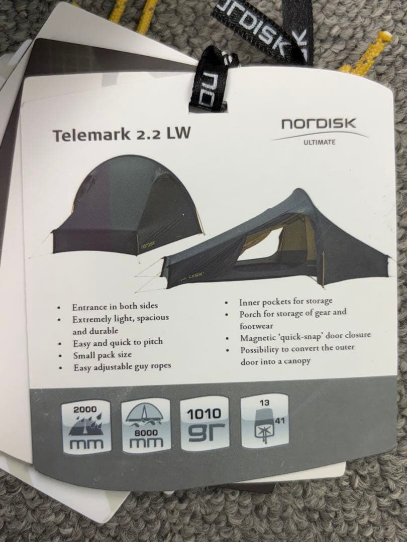 開封済み未使用 NORDISK Telemark 2.2 LW テント グリーン