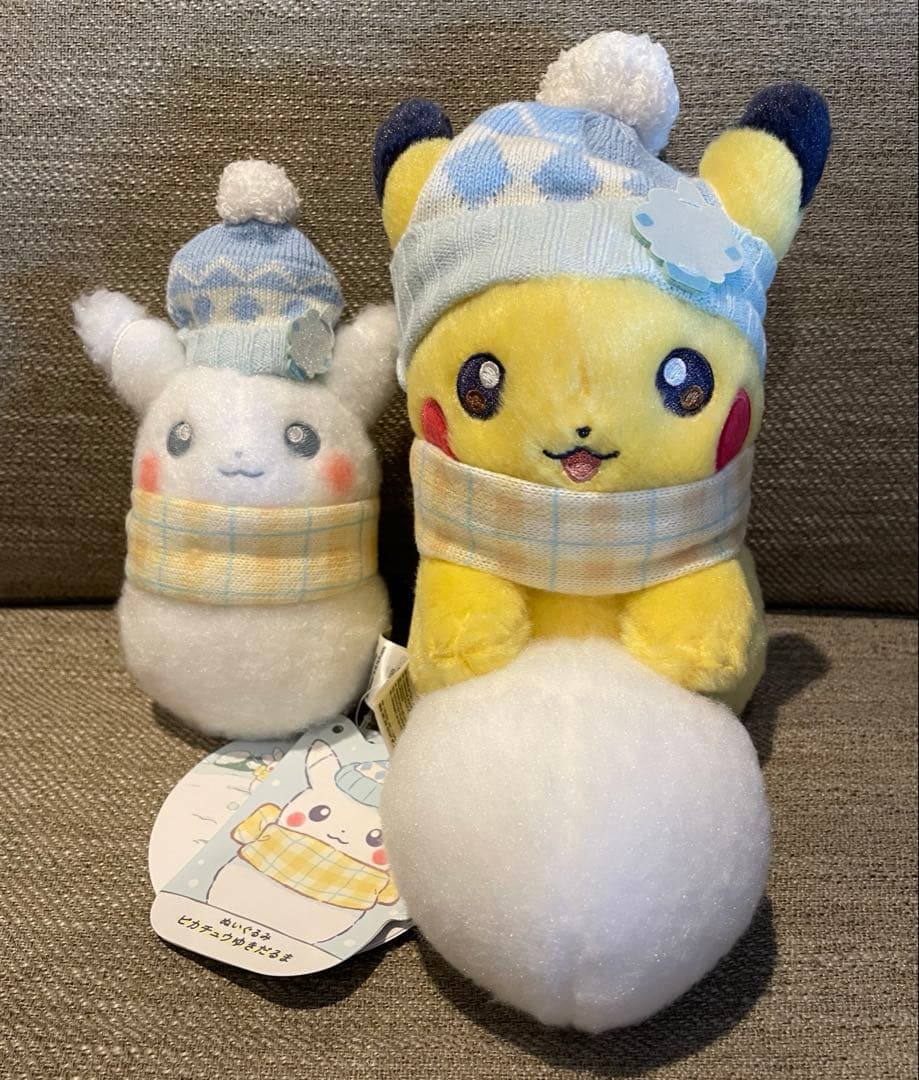【2点セット】ポケモン ぬいぐるみ ピカチュウとゆきあそび