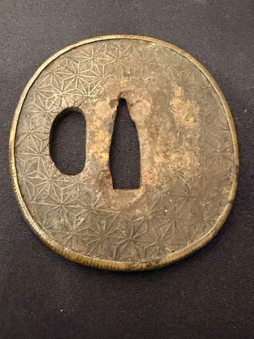 刀鍔 江戸時代 武具 網目模様 アンティーク