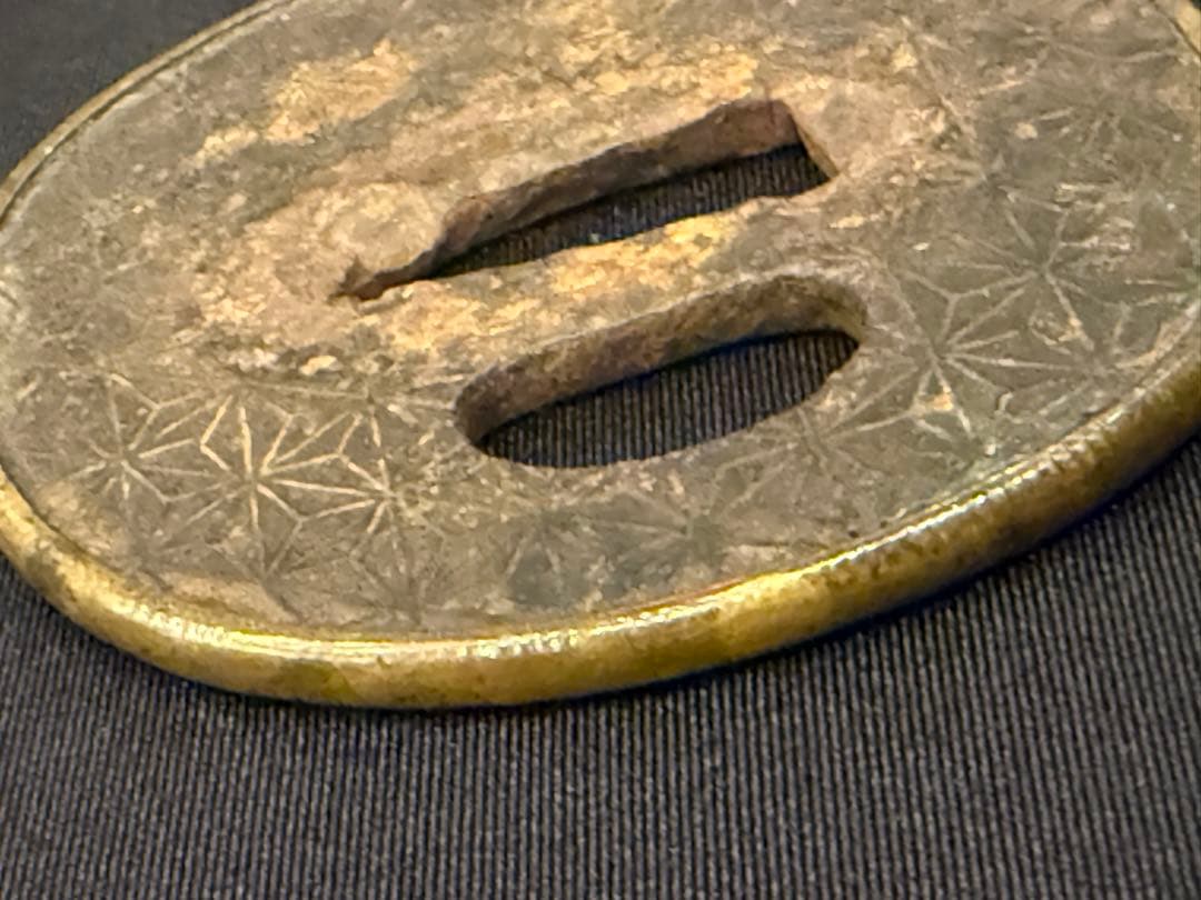 刀鍔 江戸時代 武具 網目模様 アンティーク