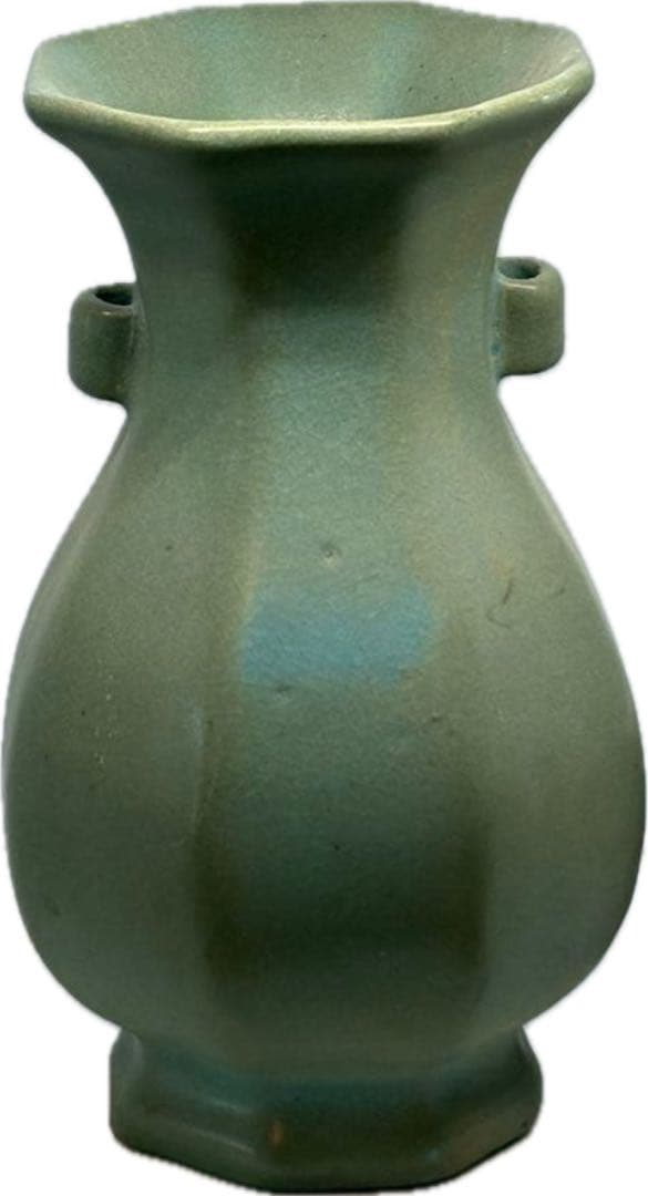青緑色 フラスコ型陶器 八角形25-10
