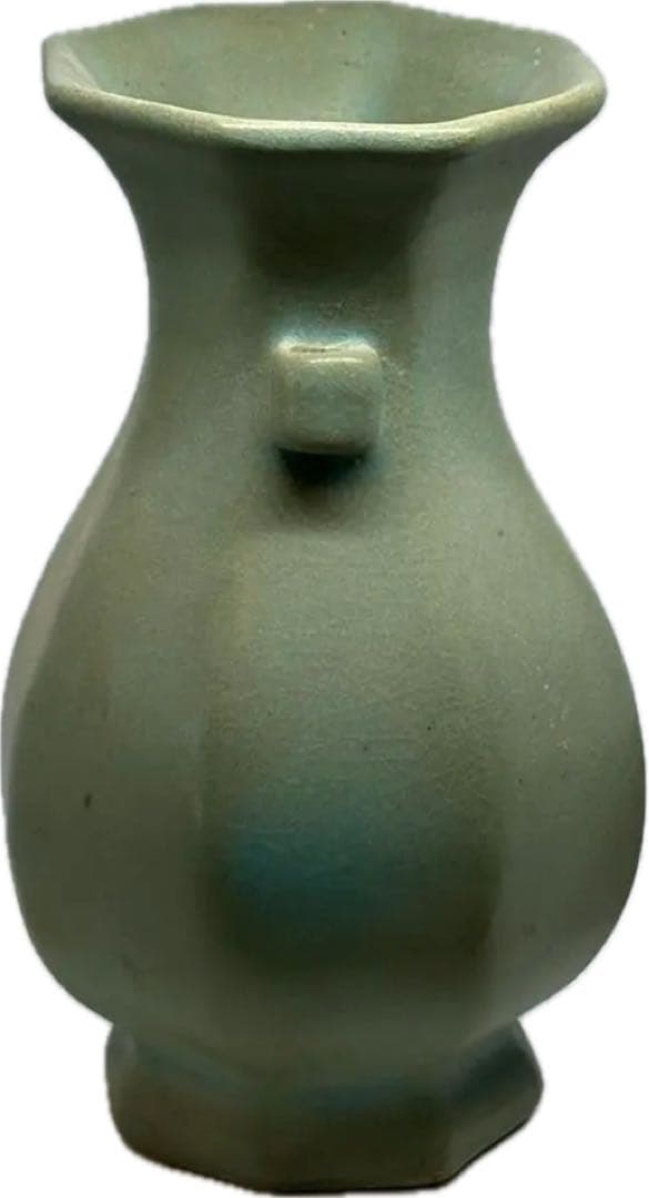 青緑色 フラスコ型陶器 八角形25-10