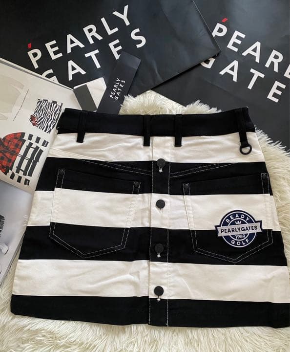 パーリーゲイツハイパワードビーストレッチボーダー柄スカート レディスサイズ00