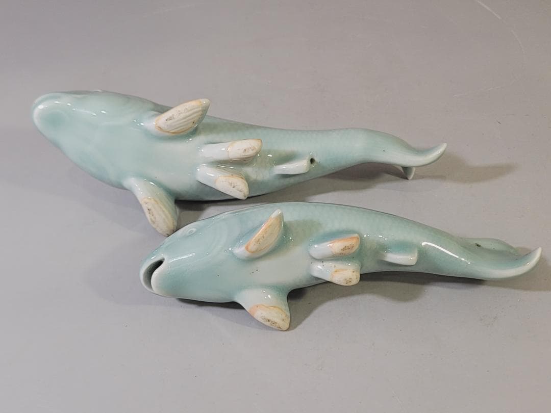 青磁 双魚置物 DT735