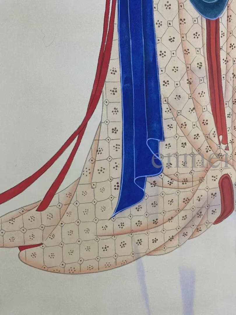 中国古美術・旧藏珍品・張大千款・仕女図・絹本・純手描き・掛軸・中堂畫・郵票落款