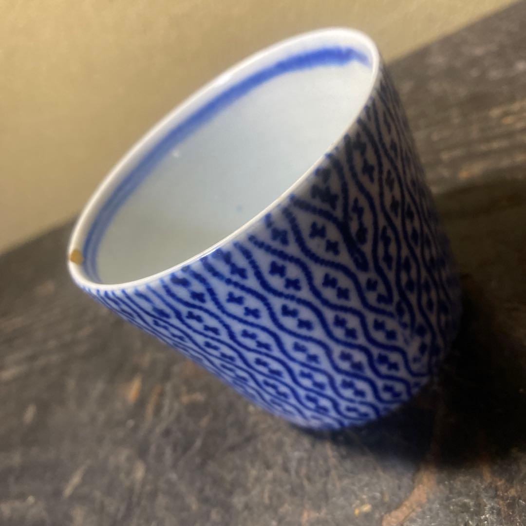 青と白の波模様 お猪口6cm5.5cm