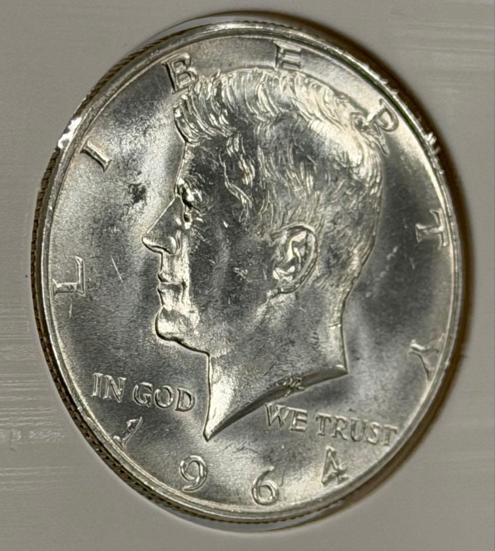 1964年ケネディハーフダラー銀貨（ミントマークＤ）ハイグレード