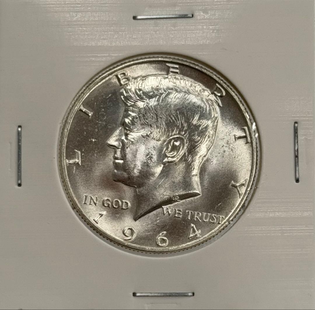1964年ケネディハーフダラー銀貨（ミントマークＤ）ハイグレード
